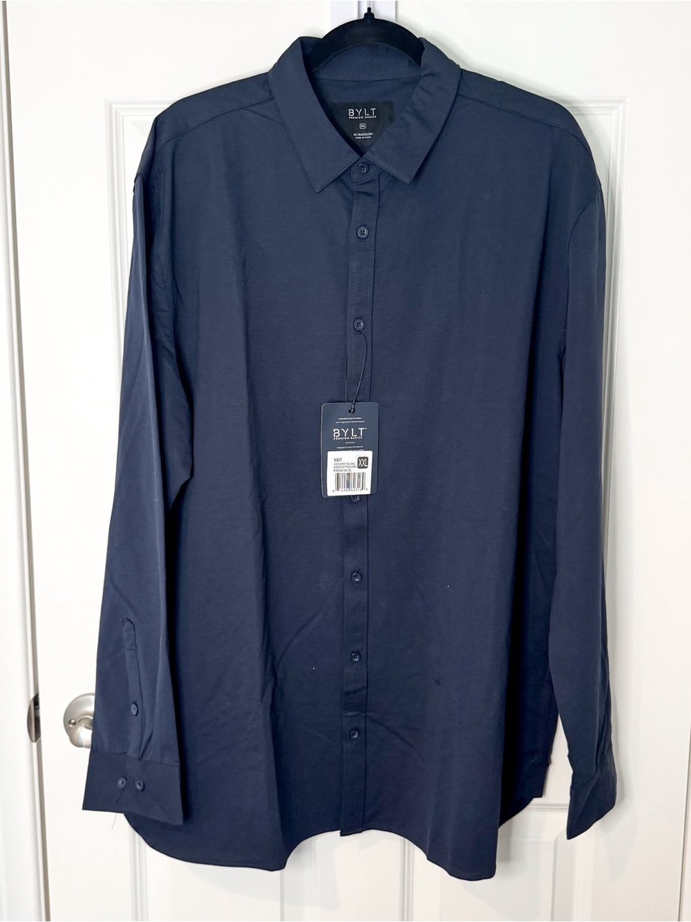 BYLT Basics Vista Stretch Long Sleeve Button-Down Shirt - Navy XXL